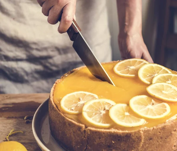 レモン Chessescake 食品写真レシピ アイデア — ストック写真