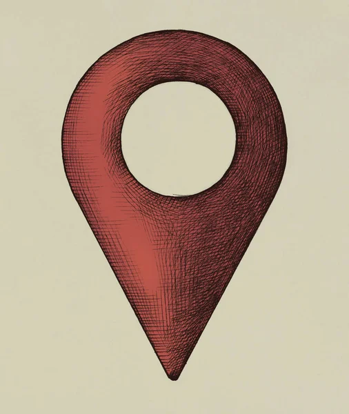 Hand Drawn Red Location Pin Illustration — Stock Photo, Image