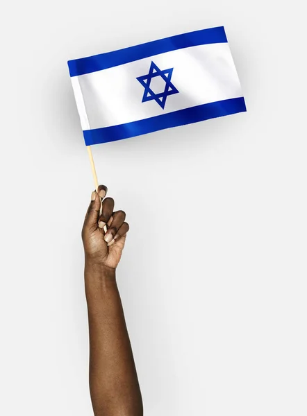 Pessoa Que Agita Bandeira Estado Israel — Fotografia de Stock