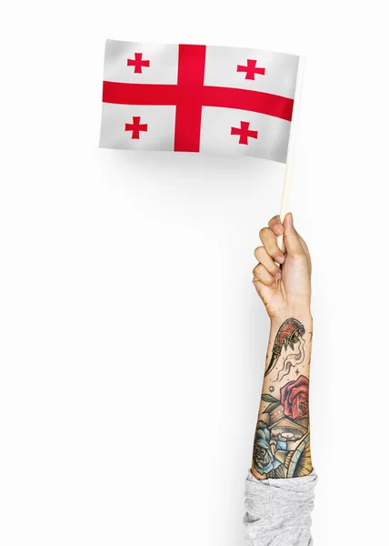 Person Som Viftar Flaggan Georgien — Stockfoto