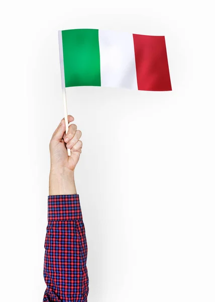 Persona Che Sventola Bandiera Della Repubblica Italiana — Foto Stock