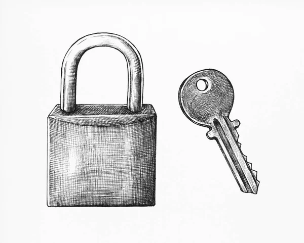 Ręcznie Rysowane Blokady Ilustracja Klucz — Zdjęcie stockowe