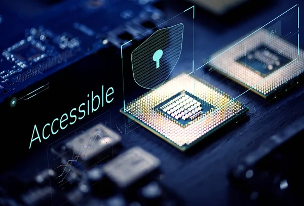 Primo Piano Dei Microchip Processore Computer — Foto Stock