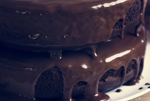 Chocolate Fudge Bolo Fotografia Receita Ideia — Fotografia de Stock