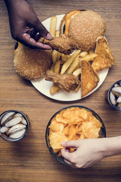 Duża Płyta Junk Food — Zdjęcie stockowe