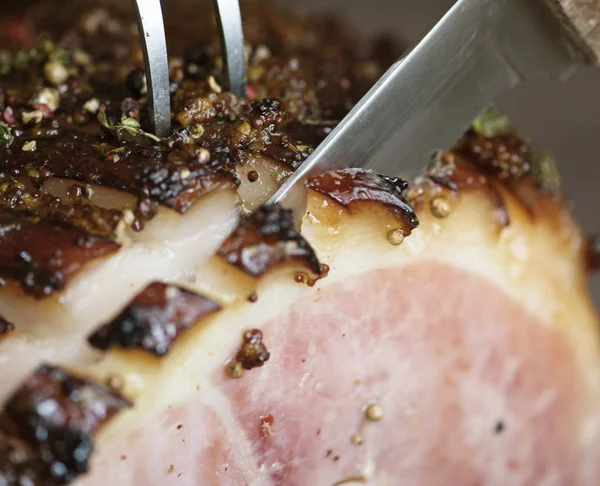 Close Baked Ham Food Photography Recipe Idea — Stock Photo, Image