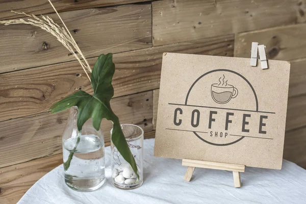 Craft Paper Display Table Mockup — Stock Photo, Image