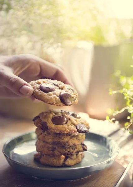 Csokoládé Chip Cookie Élelmiszer Fotózás Recept Idea — Stock Fotó