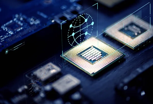 Closeup mikroçip bilgisayar işlemci