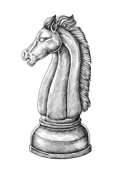 Ilustração Cavaleiro Xadrez Desenhado Mão — Fotografia de Stock
