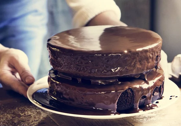 チョコレートファッジ ケーキ写真レシピ アイデア — ストック写真