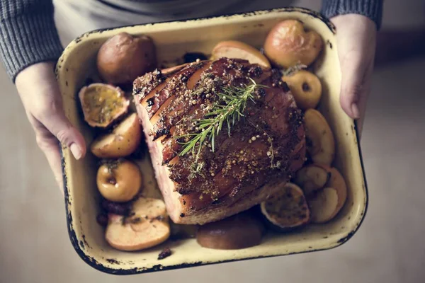 Baked Ham Food Photography Recipe Idea — Stock Photo, Image