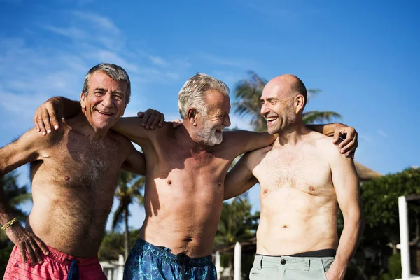 Group Senior Men Beach — Stock Photo, Image