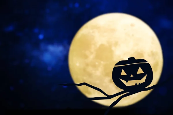 Pumpkin Silhouette Full Moon — Stock Photo, Image