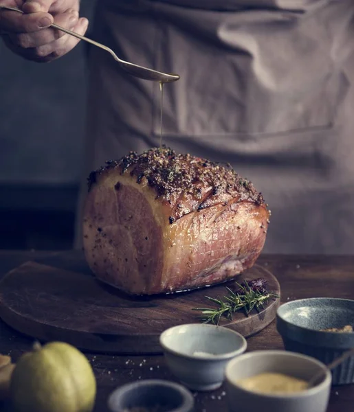 Baked Ham Food Photography Recipe Idea — Stock Photo, Image