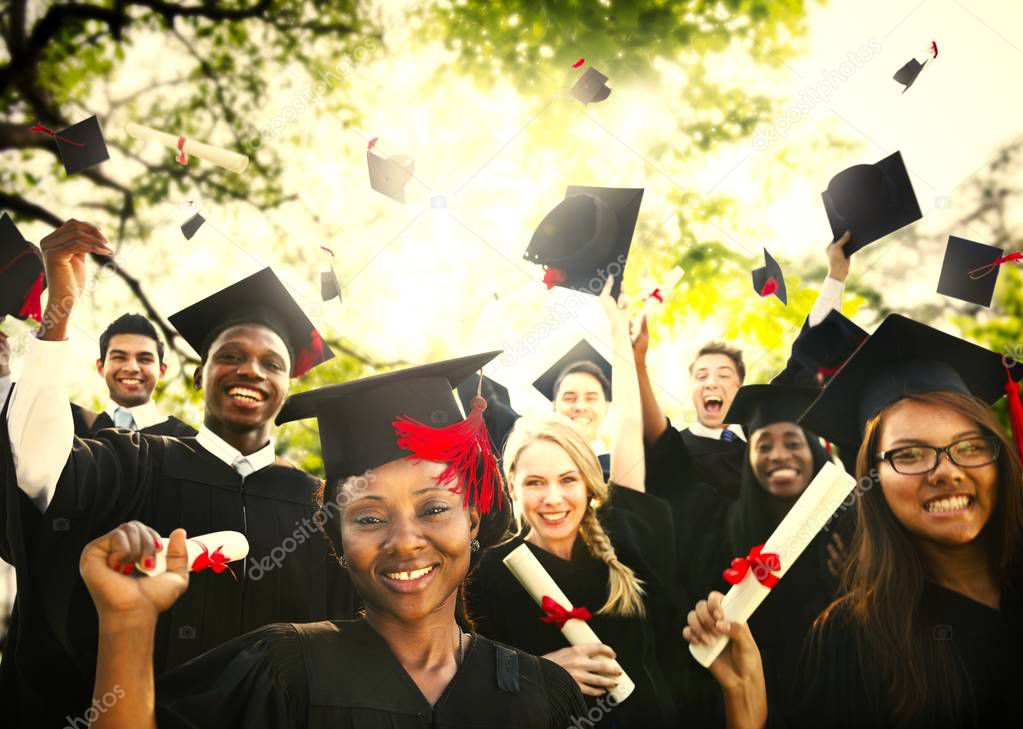 Group of diverse graduating students