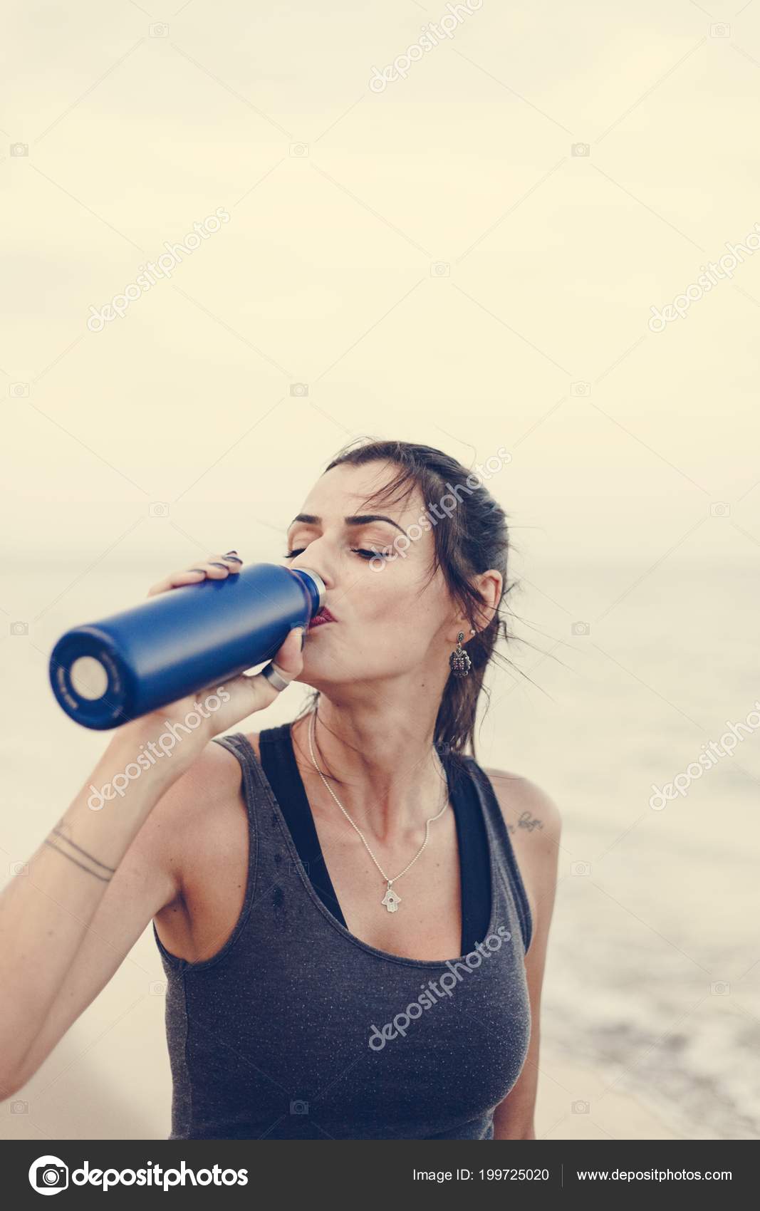 Woman Drinking Water Workout Stock Photo by ©Rawpixel 199725020