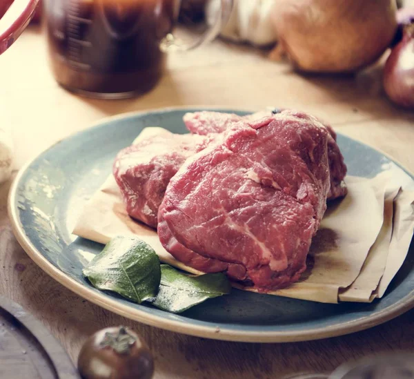 Carne Cruda Plato Idea Receta Fotografía Alimentos —  Fotos de Stock