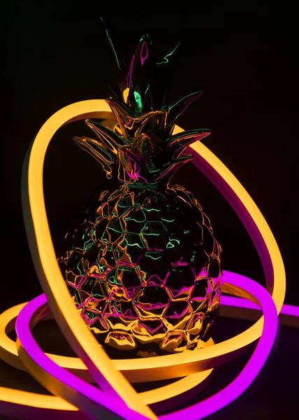 Pineapple Covered Neon Lights — Stock Photo, Image