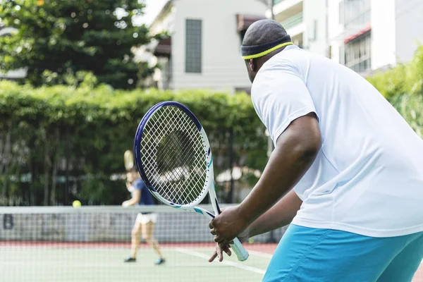 Zwei Spieler Einem Tennismatch — Stockfoto