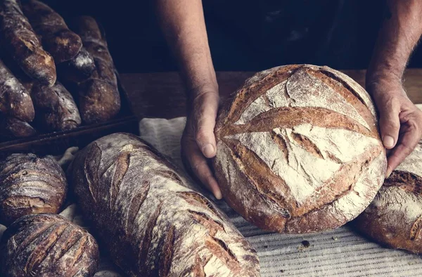 Pomysłów Przepis Fotografii Żywności Bochenków Chleba — Zdjęcie stockowe