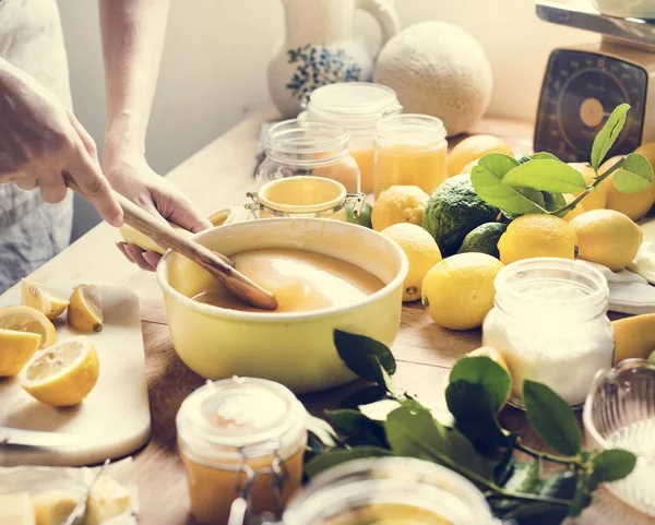 Идея Рецепта Фотографии Лимонным Творогом — стоковое фото