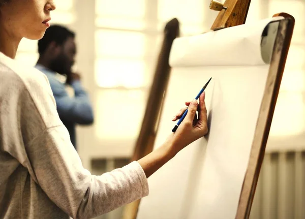 Desenho Mulher Uma Aula Arte — Fotografia de Stock