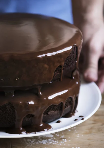 チョコレートファッジ ケーキ写真レシピ アイデア — ストック写真