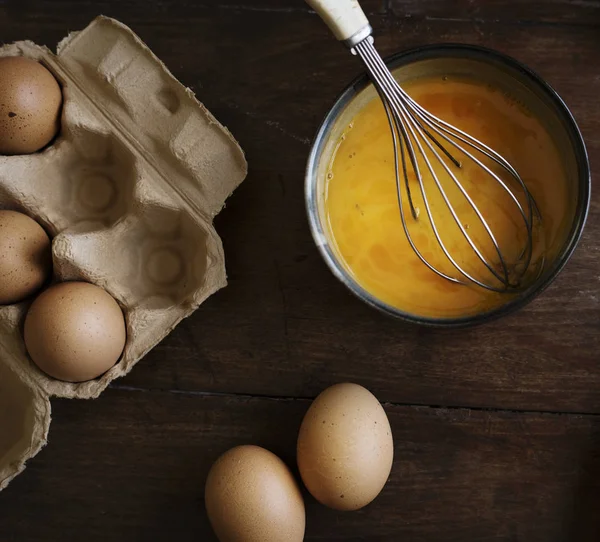 Slått Egg Matfotografering Oppskrift – stockfoto