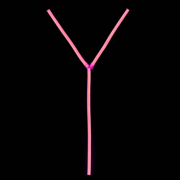 Ábécé Rózsaszín Neon Fények Fekete Háttér — Stock Fotó