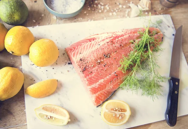 Frischer Lachs Mit Dill Food Fotografie Rezeptidee — Stockfoto