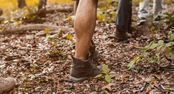 Ludzie Trekking Lesie — Zdjęcie stockowe