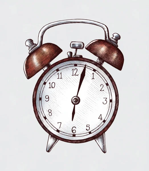 Çalar Saat Çizilmiş Illüstrasyon — Stok fotoğraf