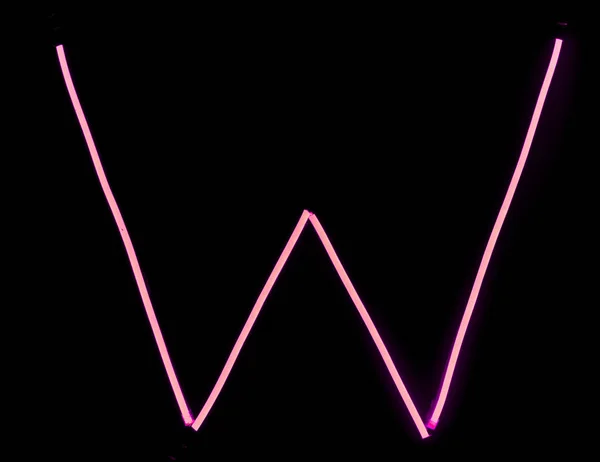 Alfabet Roze Neon Lights Zwarte Achtergrond — Stockfoto