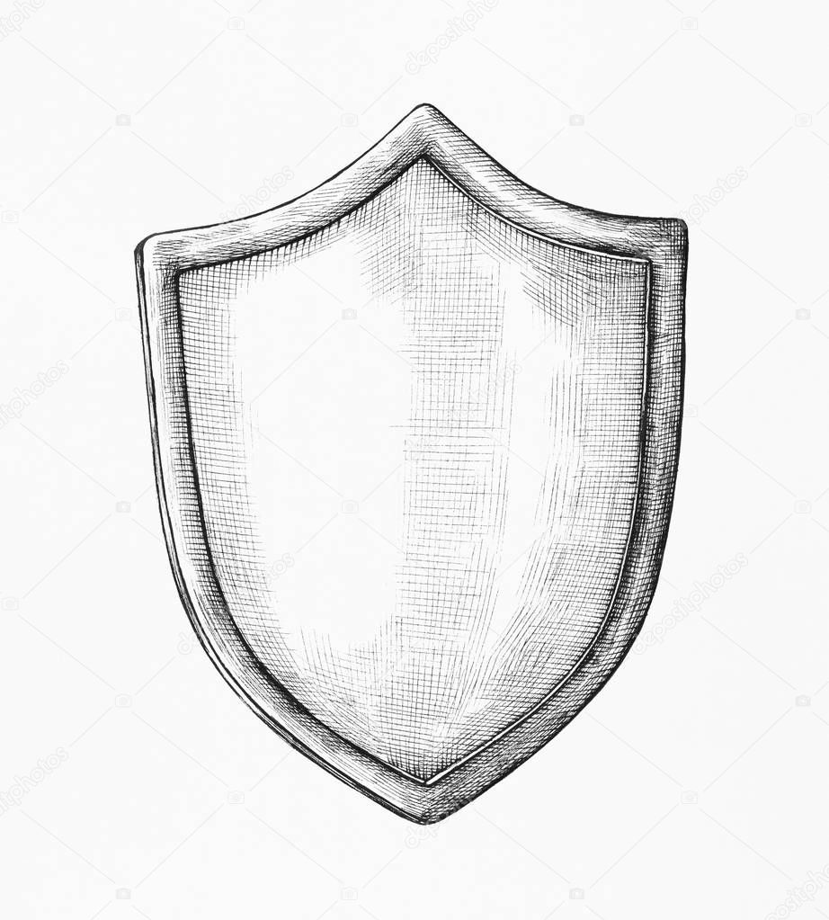 Hand-drawn gray shield illustration