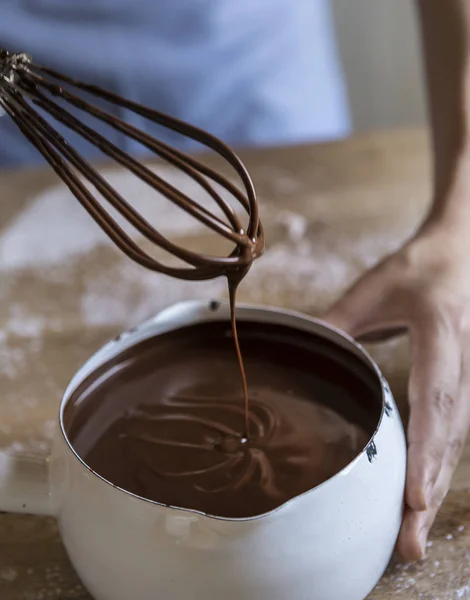 Molho Chocolate Escuro Foto Comida Ideia Receita — Fotografia de Stock