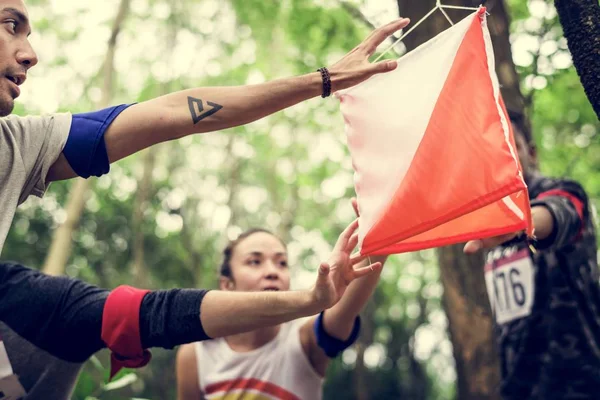 Outdoor Orientierungslauf Checkpoint Aktivität — Stockfoto