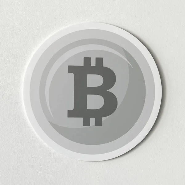 Ícone Criptomoeda Bitcoin Prata Isolado — Fotografia de Stock