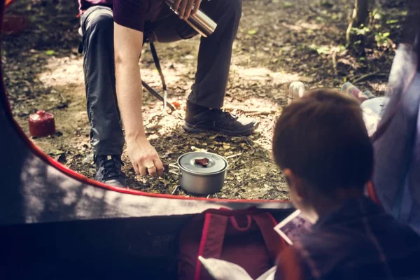 Familie Camping Het Bos — Stockfoto