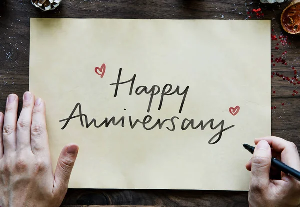 Phrase Happy Anniversary Paper — Stock Photo, Image