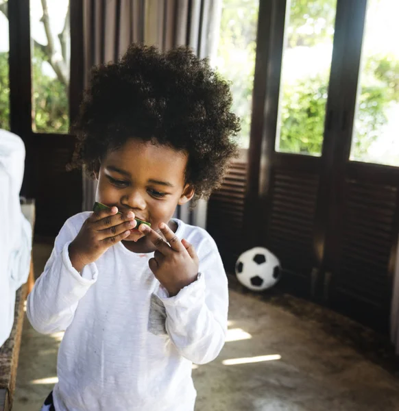 Enfant Amuser Manger Pastèque — Photo