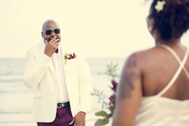 Afrika kökenli Amerikalı çift ' s düğün günü