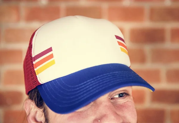 Portrait Caucasian Man Wearing Cap — Stock Photo, Image