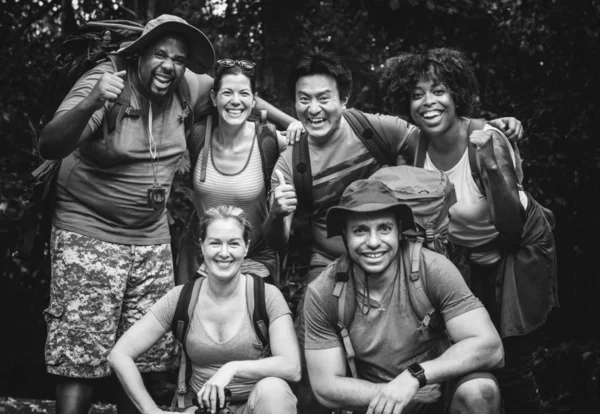 Group Happy Diverse Campers — Stock Photo, Image