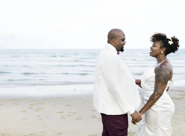 Dia Casamento Casal Afro Americano — Fotografia de Stock