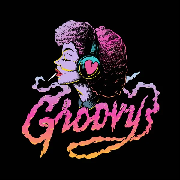 Groovy afro music creative illustration