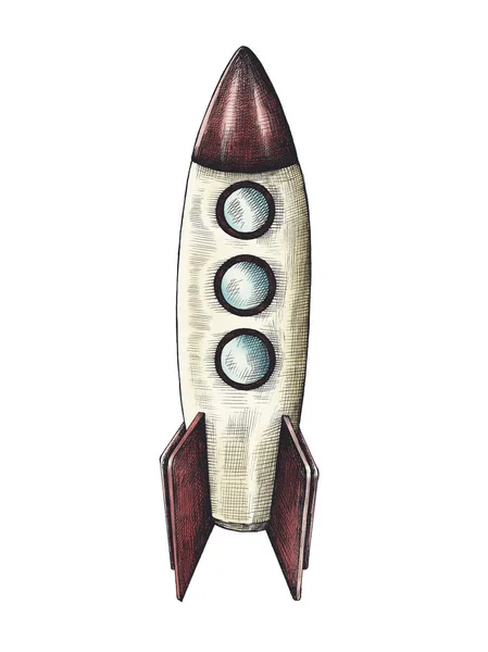 Rakéta Kézzel Rajzolt Ábra — Stock Fotó