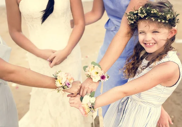 Little Bridesmaid Beach Wedding — Stock Photo, Image