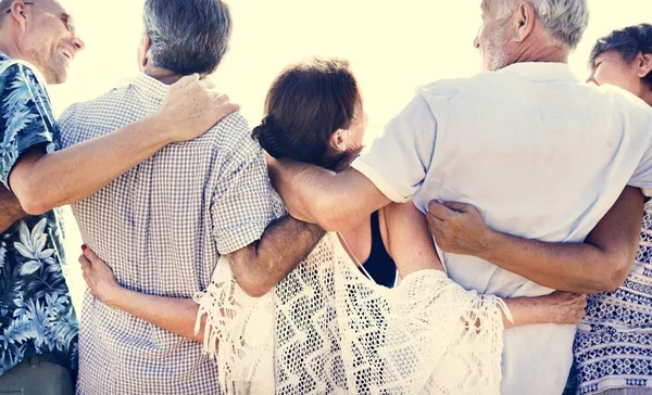 Group Seniors Beach — Stock Photo, Image