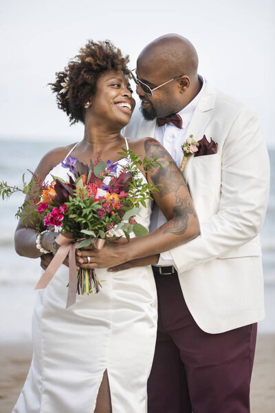 African American couple's wedding day